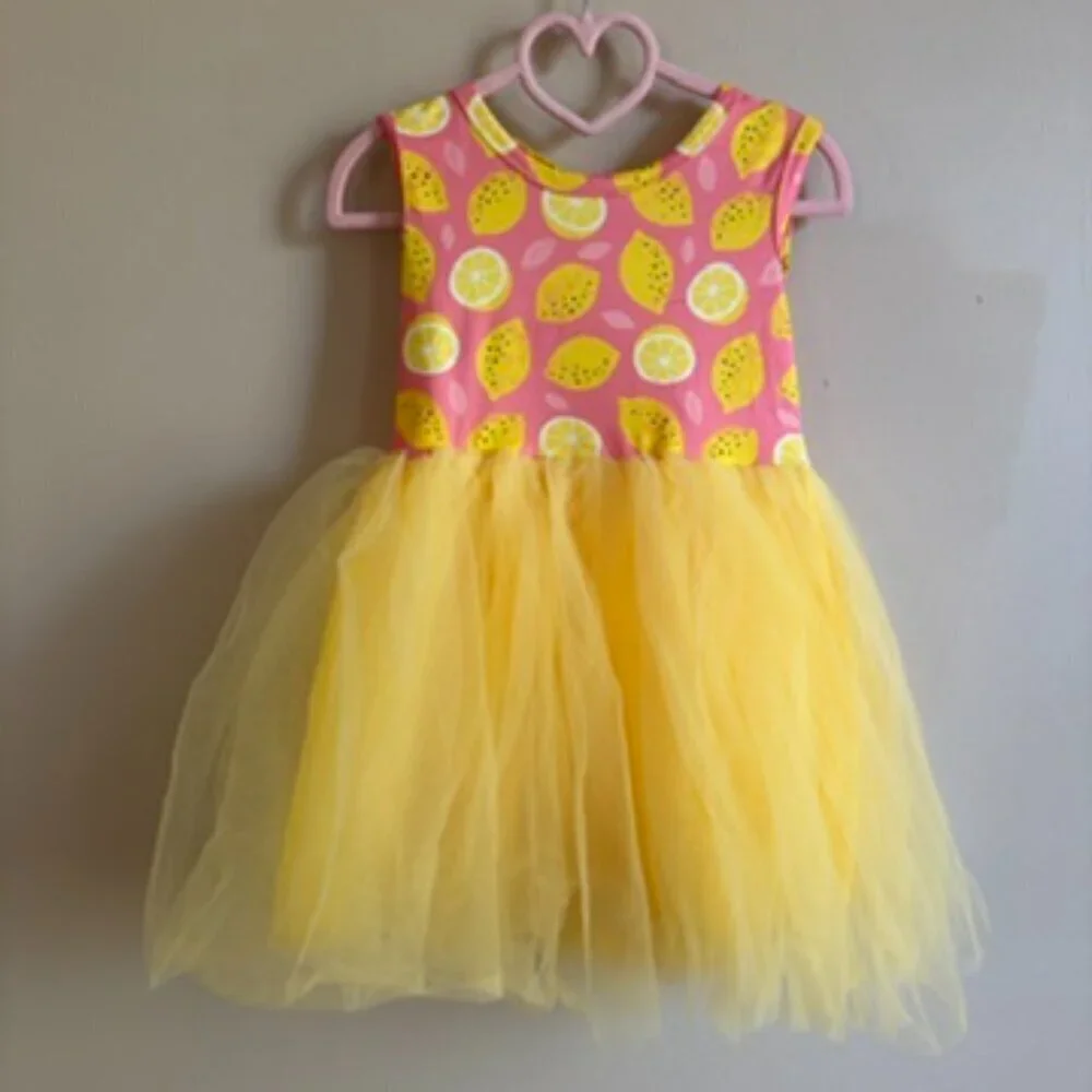 Girls Lemon Yellow Tutu Dress NWT